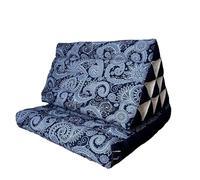 Leewadee 1-Fold Mat with Triangle Cushion - Comfortable TV Pillow, Foldable Mattress with Cushion Made of Kapok, 75 x 50 cm, Blue White