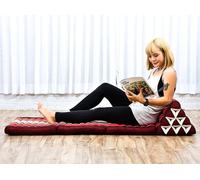 LEEWADEE 3-Fold Mat with Triangle Cushion - Comfortable TV Pillow, Foldable Mattress with Cushion Made of Eco-Friendly Kapok, 170 x 53 cm, red