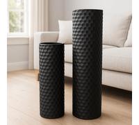 Leewadee Black Tall Floor Vase, Set of 2 Decorative 60/47 cm Large Black Vases from Metal for Home Decor Living Room, Style with Pampas Grass for Modern, Vintage, Rustic or Farmhouse Room Decor