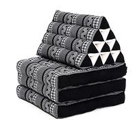 Leewadee - Comfortable Japanese Floor Mattress - Thai Floor Bed With Triangle Cushion - Futon Mattress - Thai Massage Mat, 170 x 53 cm, Black White, Kapok Filling