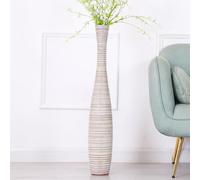 Leewadee Decorative Tall Floor Vase for Living Room Decor, 85 cm, White Wash, Resin
