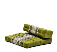 Leewadee Foldable Floor Mattress - 2 in 1 Floor Meditation Mat for Yoga and Relaxation, Seating Futon with Kapok, 50 x 70 cm, Green