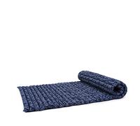 Leewadee - Foldable Floor Mattress - Japanese Roll Up Futon -Trifold Tatami Mat- Guest Floor Bed - Camping Mattress - Thai Massage Mat, Kapok Filled, 190 x 50 cm, Blue White