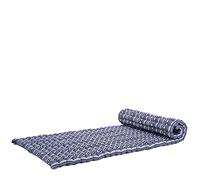Leewadee - Foldable Floor Mattress - Japanese Roll Up Futon -Trifold Tatami Mat- Guest Floor Bed - Camping Mattress - Thai Massage Mat, Kapok Filled, 190 x 70 cm, Blue White