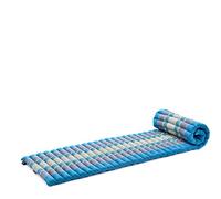Leewadee - Foldable Floor Mattress - Japanese Roll Up Futon -Trifold Tatami Mat- Guest Floor Bed - Camping Mattress - Thai Massage Mat, Kapok Filled, 190 x 50 cm, Light Blue