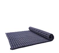 Leewadee - Foldable Floor Mattress - Japanese Roll Up Futon -Trifold Tatami Mat- Guest Floor Bed - Camping Mattress - Thai Massage Mat, Kapok Filled, 190 x 145 cm, Blue White