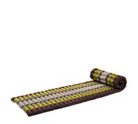 Leewadee - Foldable Floor Mattress - Japanese Roll Up Futon -Trifold Tatami Mat- Guest Floor Bed - Camping Mattress - Thai Massage Mat, Kapok Filled, 190 x 50 cm, Brown Green
