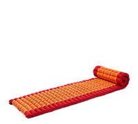 Leewadee - Foldable Floor Mattress - Japanese Roll Up Futon -Trifold Tatami Mat- Guest Floor Bed - Camping Mattress - Thai Massage Mat, Kapok Filled, 190 x 50 cm, Orange Red