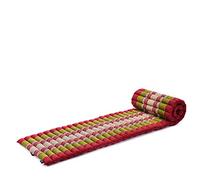 Leewadee - Foldable Floor Mattress - Japanese Roll Up Futon -Trifold Tatami Mat- Guest Floor Bed - Camping Mattress - Thai Massage Mat, Kapok Filled, 190 x 50 cm, Green Red