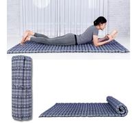 Leewadee - Kapok Roll Mat - Handcrafted Folding Sleep & Relaxation Mattress from Thailand, Ideal as Guest Bed, Camping Mat, Yoga Mat or Traditional Futon, 190 x 100 cm, Blue White