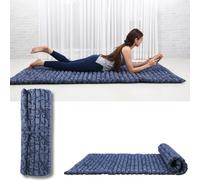 Leewadee - Kapok Roll Mat - Handcrafted Folding Sleep & Relaxation Mattress from Thailand, Ideal as Guest Bed, Camping Mat, Yoga Mat or Traditional Futon, 190 x 100 cm, Blue White
