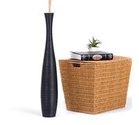 Leewadee Large Black Home Decor Floor Vase - Wooden 65 cm Tall Farmhouse Decor Flower Holder For Fake Plant And Pampas Grass