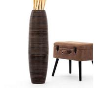 Leewadee Large Brown Home Decor Floor Vase - Wooden 85 cm Tall Farmhouse Decor Flower Holder For Fake Plant And Pampas Grass