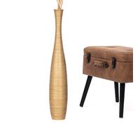 Leewadee Large Gold Home Decor Floor Vase - Wooden 70 cm Tall Farmhouse Decor Flower Holder For Fake Plant And Pampas Grass