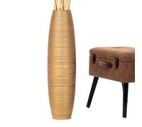 Leewadee Large Gold Home Decor Floor Vase - Wooden 70 cm Tall Farmhouse Decor Flower Holder For Fake Plant And Pampas Grass