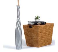 Leewadee Large Silver Home Decor Floor Vase - Wooden 65 cm Tall Farmhouse Decor Flower Holder For Fake Plant And Pampas Grass