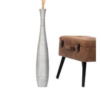 Leewadee Large Silver Home Decor Floor Vase - Wooden 65 cm Tall Farmhouse Decor Flower Holder For Fake Plant And Pampas Grass