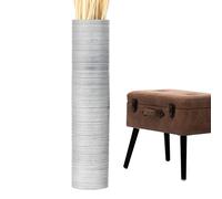 Leewadee Large Silver Home Decor Floor Vase - Wooden 85 cm Tall Farmhouse Decor Flower Holder For Fake Plant And Pampas Grass