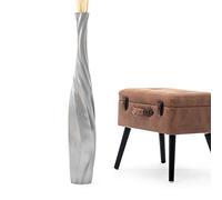Leewadee Large Tall Floor Vase 85 cm - Handcrafted Silver Mango Wood Vase for Pampas Grass & Dried Flowers