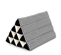 Leewadee Thai Triangle Cushion - Comfortable Backrest for TV or Reading, Wedge Pillow - Eco-Friendly Natural Kapok Filling, 50 x 33 x 33 cm, Black White