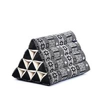 Leewadee Thai Triangle Cushion - Comfortable Backrest for TV or Reading, Wedge Pillow - Eco-Friendly Natural Kapok Filling, 50 x 33 x 33 cm, Black