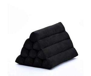 Leewadee Thai Triangle Cushion - Comfortable Backrest for TV or Reading, Wedge Pillow - Eco-Friendly Natural Kapok Filling, 50 x 33 x 33 cm, Black