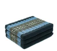 Leewadee Trifold Mattress S - Comfortable Thai Massage Pad, Foldable Relaxation Floor Mattress Filled with Kapok, Perfect to Use as a Sleeping Mat 200 x 50 cm, Blue
