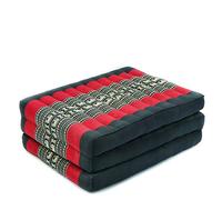Leewadee Trifold Mattress S - Comfortable Thai Massage Pad, Foldable Relaxation Floor Mattress Filled with Kapok, Perfect to Use as a Sleeping Mat 200 x 50 cm, Black Red