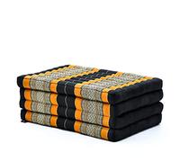 Leewadee Trifold Mattress Standard - Comfortable Thai Massage Pad, Foldable Floor Mattress Filled with Kapok, Perfect to Use as a Sleeping Mat 200 x 70 cm, Black Orange