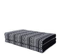 Leewadee Trifold Mattress XL - Comfortable Thai Massage Pad, Foldable Relaxation Floor Mattress Filled with Kapok, Perfect to Use as a Sleeping Mat 200 x 100 cm, Black White