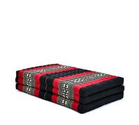 Leewadee Trifold Mattress XL - Comfortable Thai Massage Pad, Foldable Relaxation Floor Mattress Filled with Kapok, Perfect to Use as a Sleeping Mat 200 x 100 cm, Black Red