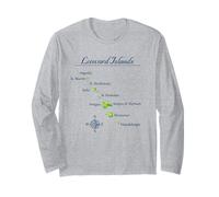 Leeward Islands Map Antigua St Martin Brabuda Long Sleeve T-Shirt