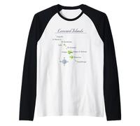 Leeward Islands Map Antigua St Martin Brabuda Raglan Baseball Tee