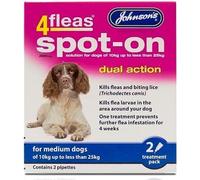 LEEWAY JOHNSONS 4FLEAS DUAL ACTION SPOT ON - MEDIUM DOG 10KG TO 25KG - FLEA TREATMENT (X3 PACKS)