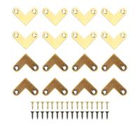 Leewoth 16pcs 1-inch L Bracket Flat Corner Brace Brass L Shape Flat Bracket Bronze 90 Degree Iron Corner Clamps, Fixing Repair Joint for Wood Furniture