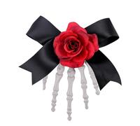 LEEWYOU 2pcs Hair Accessories Hands Bones Halloween Hair Clips Skeleton Hair Accessories for Girls Skull Skeleton Hair Pins Side Hair Clip Black Red