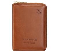 LEEXTON Travel Passport Wallet RFID Blocking Passport Holder-Women and Men with Zippered Ladies Passport Cover, Light Brown