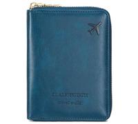 LEEXTON Travel Passport Wallet RFID Blocking Passport Holder-Women and Men with Zippered Ladies Passport Cover, Lake Blue