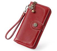 LEEXTON Womens Wallet RFID Blocking Large Capacity Long Ladies Purse with Multiple Card Slots Zipper Coin Purse and Detachable Wrist Strap