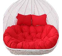 LEEYDZJN Egg cushion Double Hanging Swing Lounge Chair Soft Deep Cushion, Outdoor 2 Seater Swing Chair Pad with Ties,Fully Filling, Not Collapse(Red)