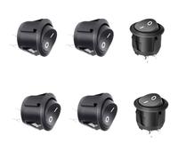 LEEYIKE Round Rocker Switch Black SPST Mini Toggle 20mm Circle 12V DC On Off Car Auto RV Boat Electric Switch Steam Egg Switch Pack of 6