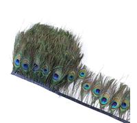 LEEYOX 1 meter 10-15cm Beautiful Peacock Feather Trim Ribbon Natural Peacock Feather Fringe Costume Clothing Sewing Feather Trimming Decorative