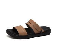 Leeypang Men's Summer Sandals with Adjustable Back Strap - Lightweight EVA Sole, Quick-Dry PVC Double Strap Design, 2-in-1 Slippers & Sandals, All-Day Comfort (Black/Slate Blue/Khaki) UK Sizes 5.5-10