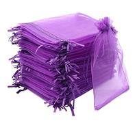 Leeyunbee 100PCS 10 x 15 cm Dark Purple Organza Bags, Organza Gift Bags