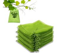 Leeyunbee Pack of 100 Grape Protection Bags, 17 x 23 cm, Fruit Protective Bags, Grape Protective Bags with Drawstring, Organza Bag, Garden Mesh Bag for Protection Against Birds, Wasps, Fruit Flies,