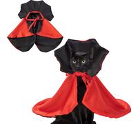 LEEZAD Halloween Cat Costume, Red Black Reversible Costumes | Cosplay Dog Vampire Devil Cloak Cape Costume for Small Cat Dogs Pets