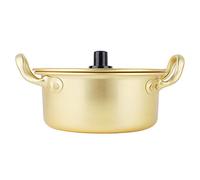 LEEZAD Ramen Pot, Korean Ramen Noodle Pot with Lid, Portable Yellow Aluminum Stockpot, Double Handle Instant Noodles Pot for Boiled Eggs, Boiled Noodles (16cm)