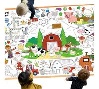 Leezead Farm Animal Party Giant Coloring Poster, 43.3X 31.5 Inch Farm Coloring Tablecloth Farm Giant Coloring Poster Art Crafts for Classroom Wall Decor Farm Themed Activities Party Supplies