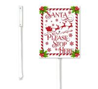 Lefangovs Santa Stop Here Yard Sign with Stakes Garden Holidays Decor 17.5x22cm Rustproof Aluminum Outdoor Decorations Sturdy Metal Lawn Signs for Holiday Party Outdoor Decoration