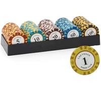 LEFAY 100PCS Casino Chips, 14 Gram Clay Texas Holdem Casino Laser Chips Club Poker Chips for Home Party & Play(100Pcs Two Color Crown)